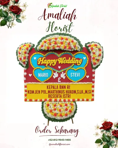Karangan Papan Bunga Pernikahan di Utama